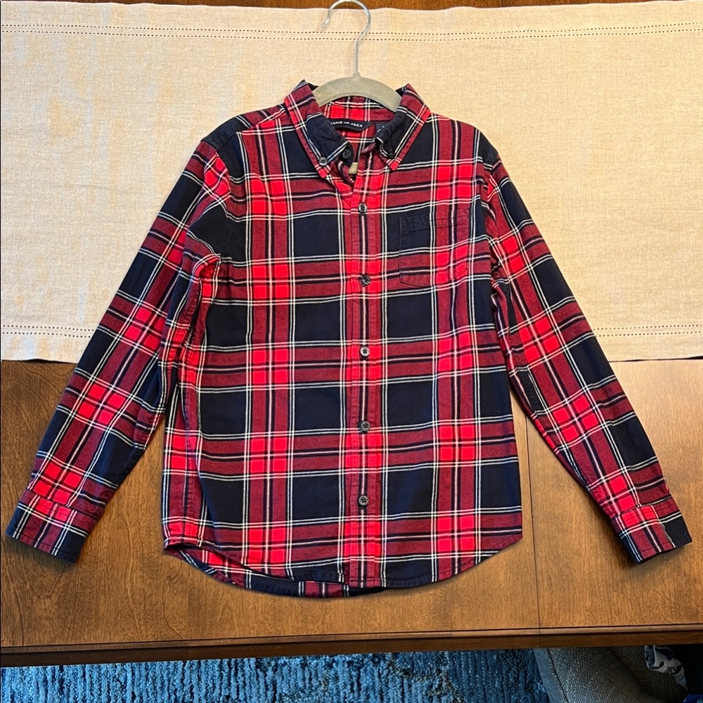 Janie and Jack Red and Blue Plaid Button Down Shirt